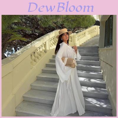 Elegant Long Dress With V Neckline And Ruffled Pleats For Spring