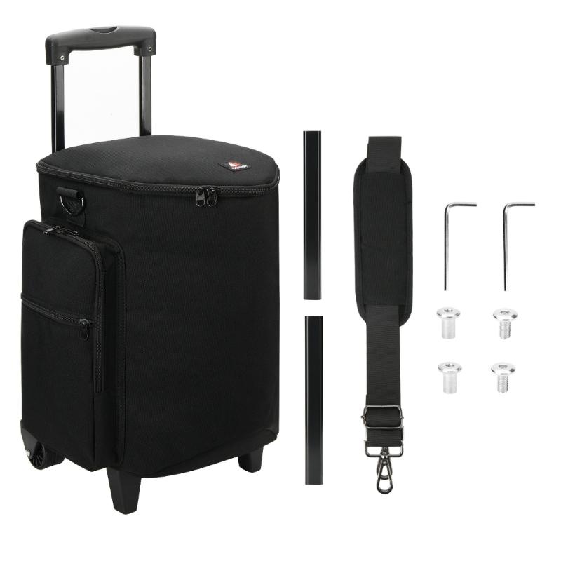 

Carrying Case for Wireless Speaker Rolling Speaker Storage Bag with Wheel Shoulder Strap & Retractable Handle 1