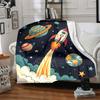 1pc Space Adventure Blanket, Lightweight Flannel Throw Blanket for Sofa, Bed, Travel, Camping, Living Room, Office, Couch031