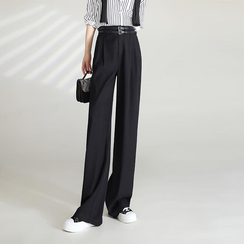 

Women s High-Waist Wide-Leg Suit Pants with Detachable Belt M