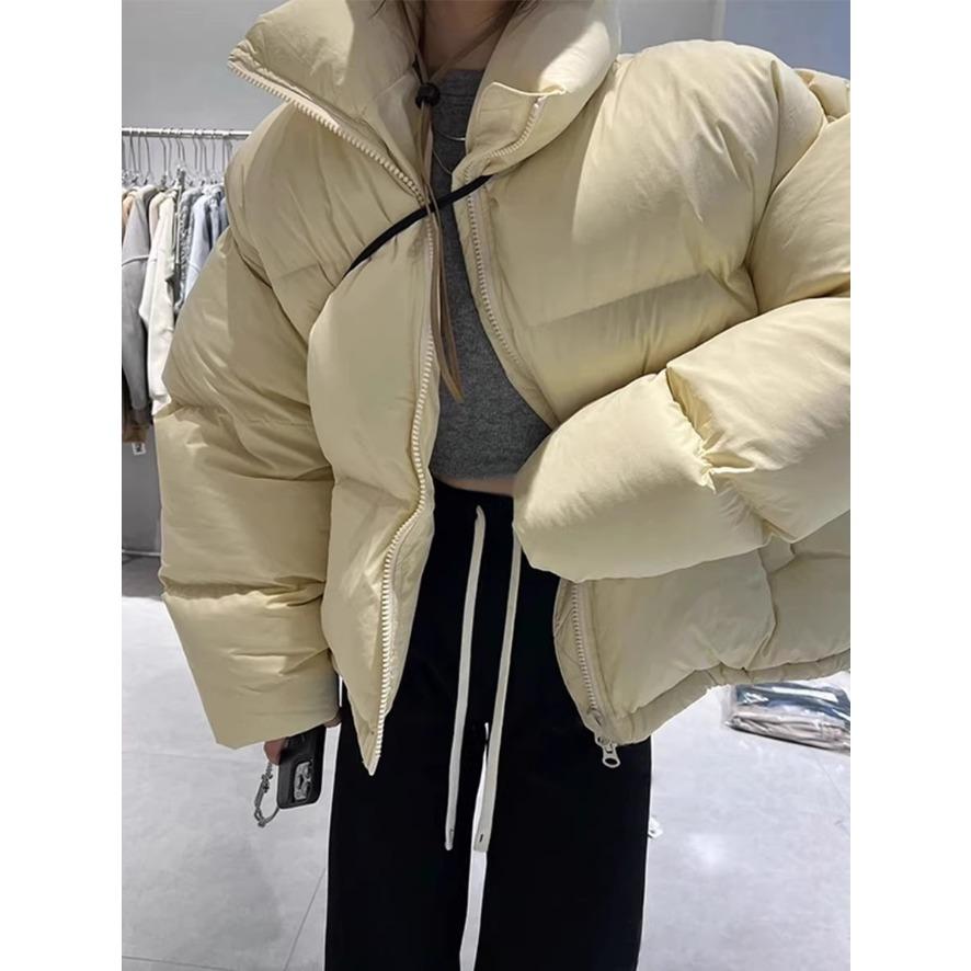

Зимняя толстая куртка-стойка с воротником-хлебом, пуховое хлопковое пальто, женская свободная куртка XL