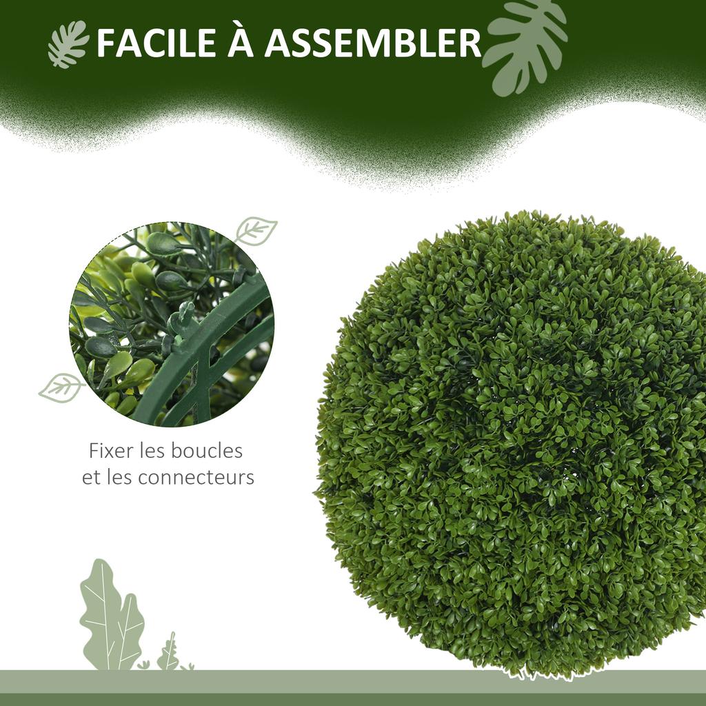 Artificial Boxwood Balls, Set of 2, 40 Cm, Indoor Outdoor, Dark Green