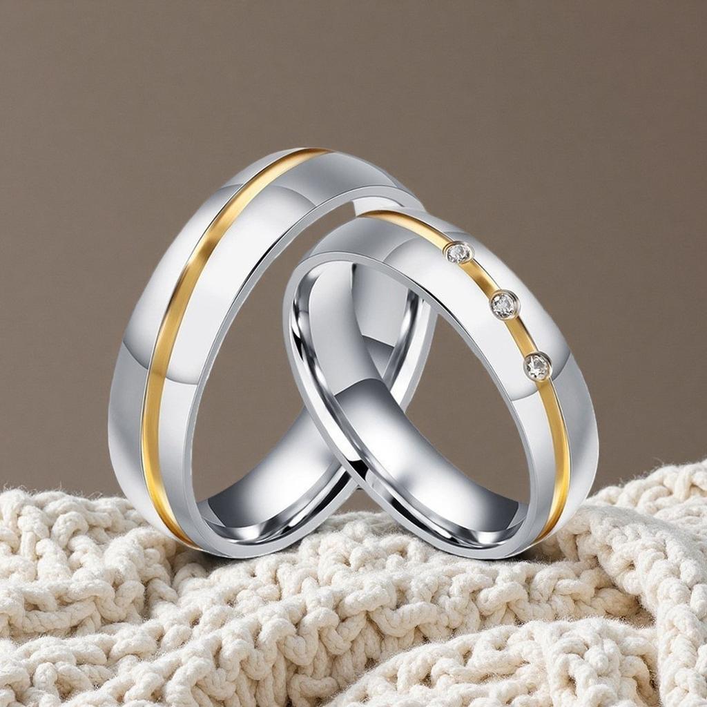 Unisex Classic Stainless Steel Zircon Ring Fashionable Accessory for Men And Women Jewelry Gift