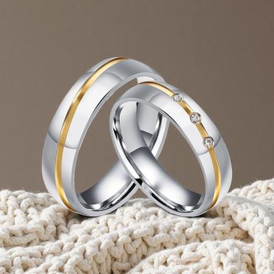 Unisex Classic Stainless Steel Zircon Ring Fashionable Accessory for Men And Women Jewelry Gift