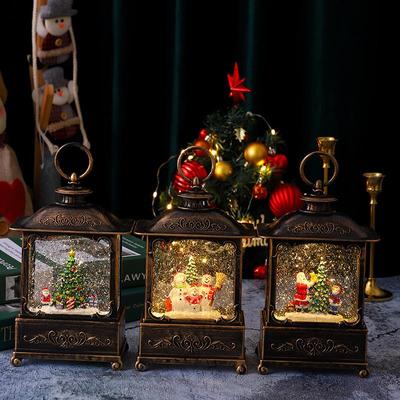 Christmas Wind Lanterns: Santa Claus Water Bucket with Music, Retro Light-Up Desktop Ornament