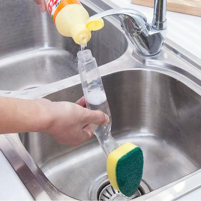 Creative Detachable Handle Plus Detergent Liquid Sponge Dish Brush Kitchen Decontamination Cleaning Brush