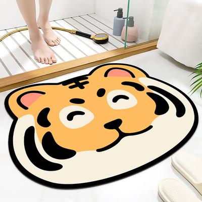 Cartoon Tiger Year Diatom Mud Cushioned Floor Mat Bathroom Door Absorbent Door Mat Household Non-slip Foot Mat Entry Carpet