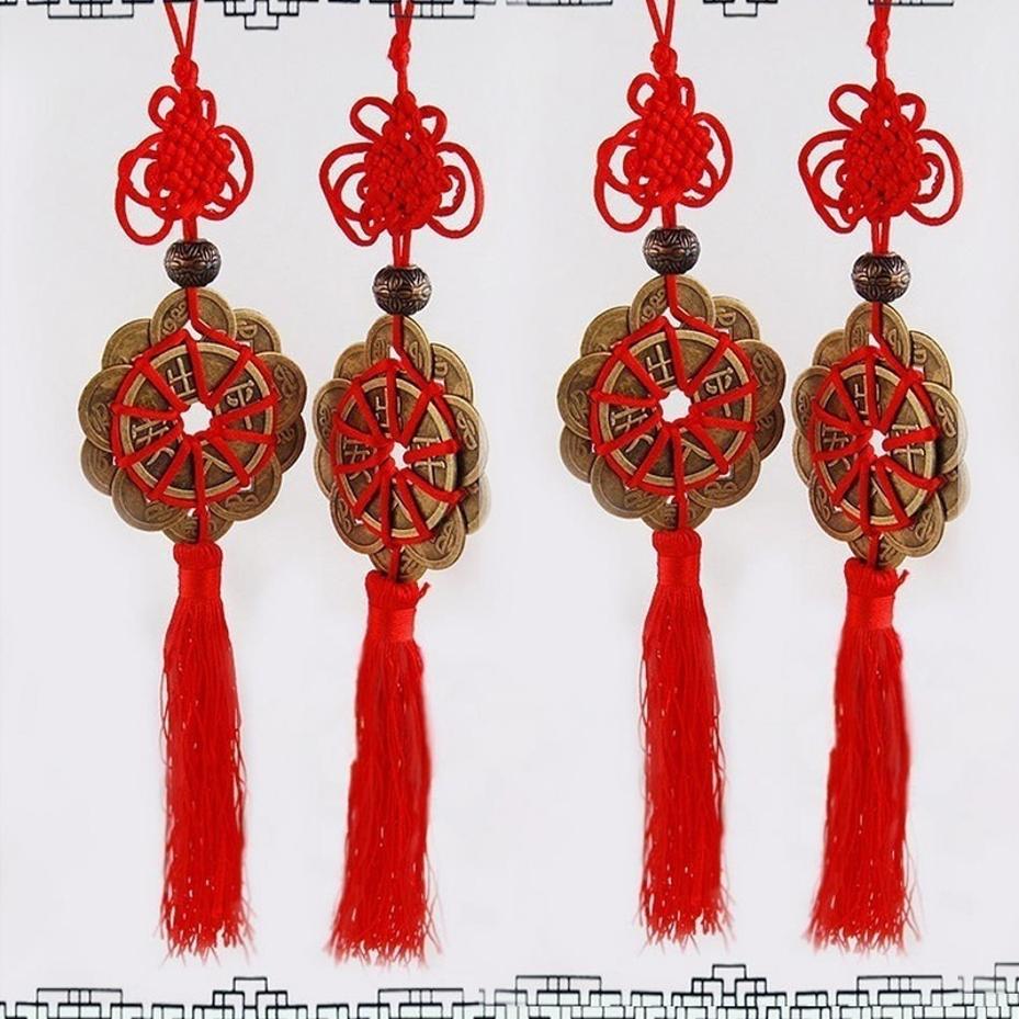 1 Pcs Feng Shui Mystic Knot Chinese Lucky Coins Wall Hanging Home Decor Wealth Career Health Cures Lucky Charm Amulet