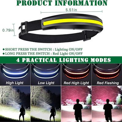 Super Bright Led Headlamp Headlight Camping Running Hiking Fishing Rechargeable COB Flood Emergency Lights Portable Head Lamp