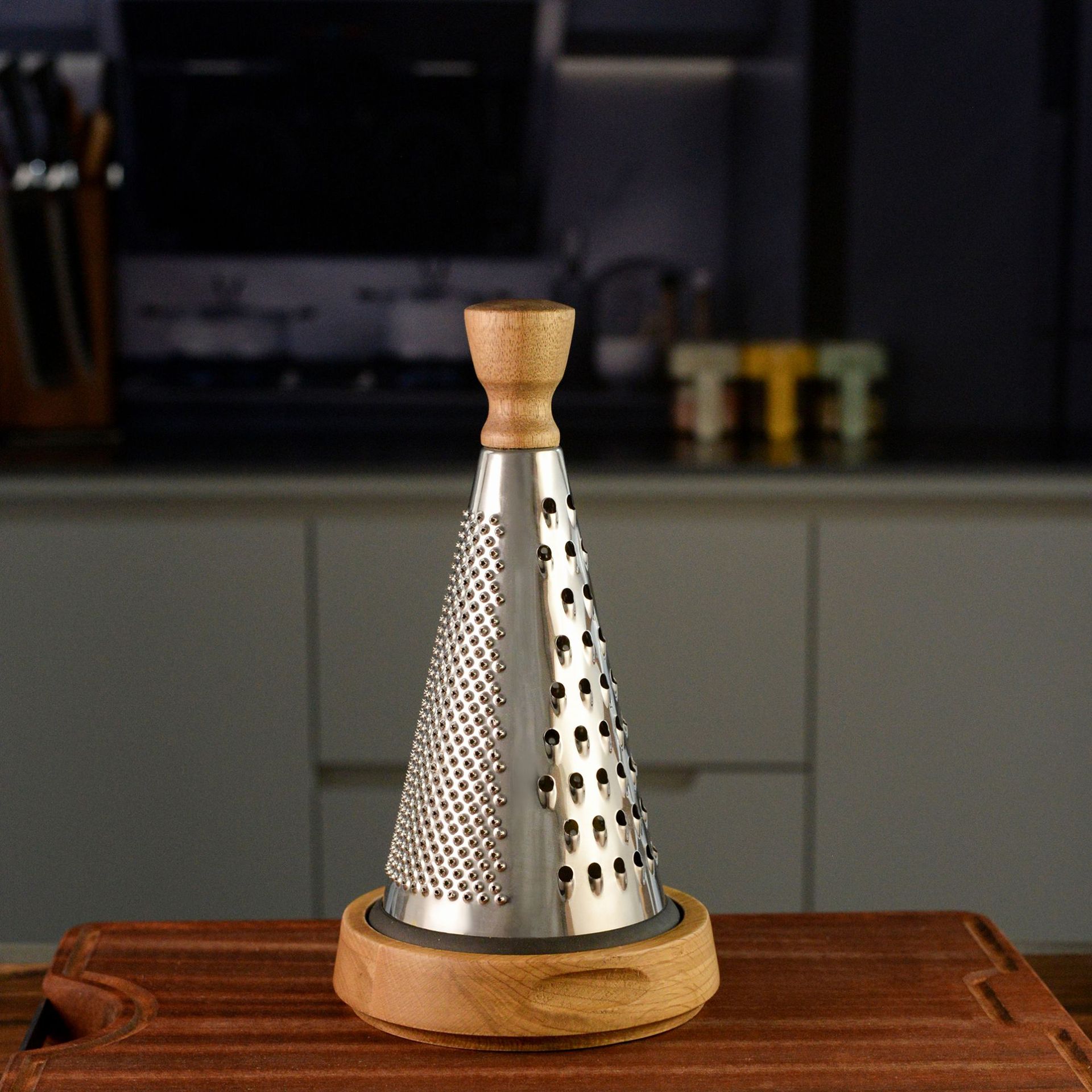 Stainless Steel Multifunctional Conical Grater With Wooden Handle Hand Held Cheese Grater Kitchen Essential China Mainland