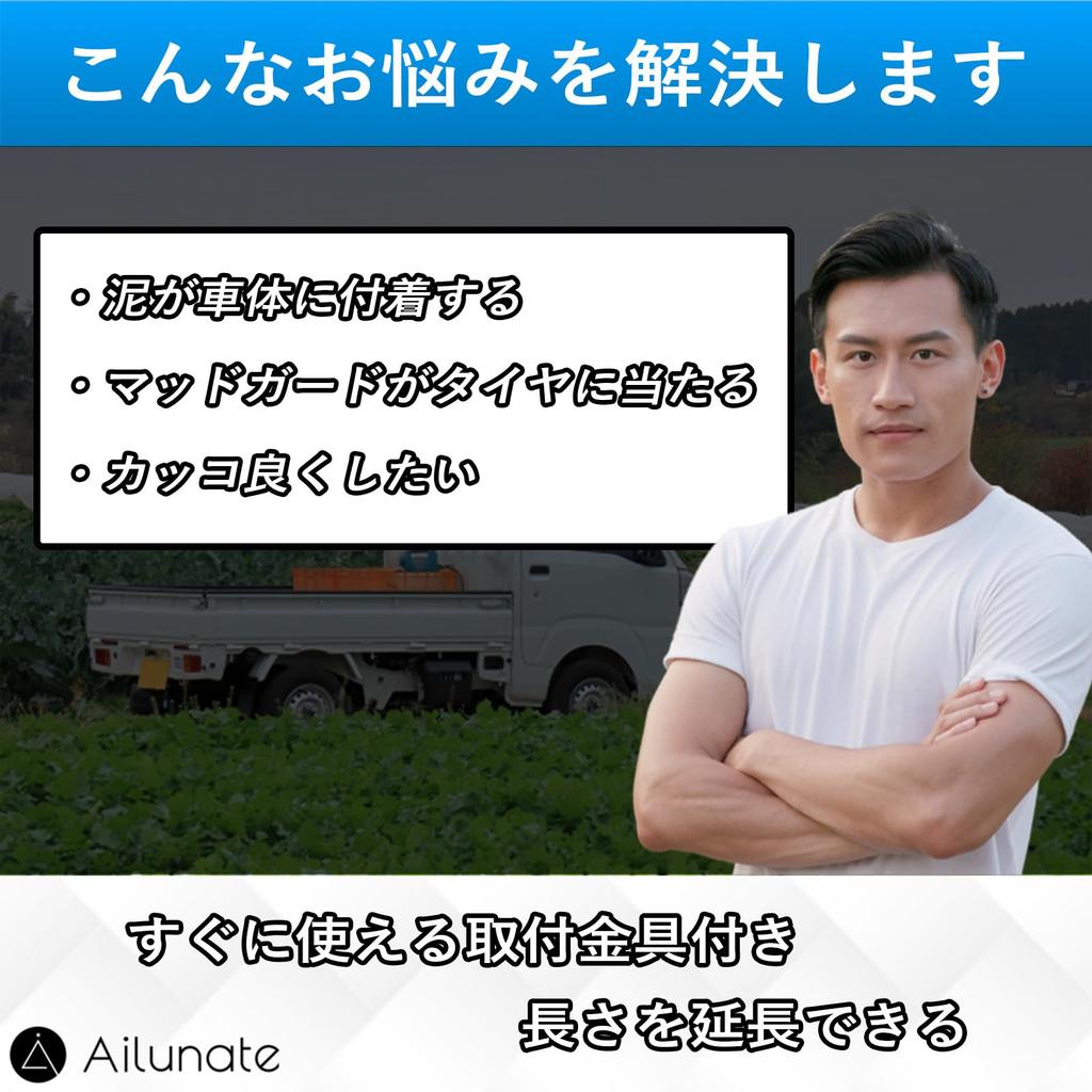 Ailunate Rear Fender Extension Bracket High Jet Truck Mudguard Sunbar Truck Pixis Truck Stainless Steel Mud Flaps Pack of 2