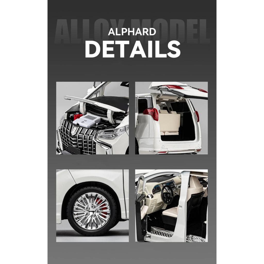 1/18 Toyota Alphard MPV Alloy Die Cast Toy Car Model Sound and Light Children's Toy Collectibles Birthday Gift
