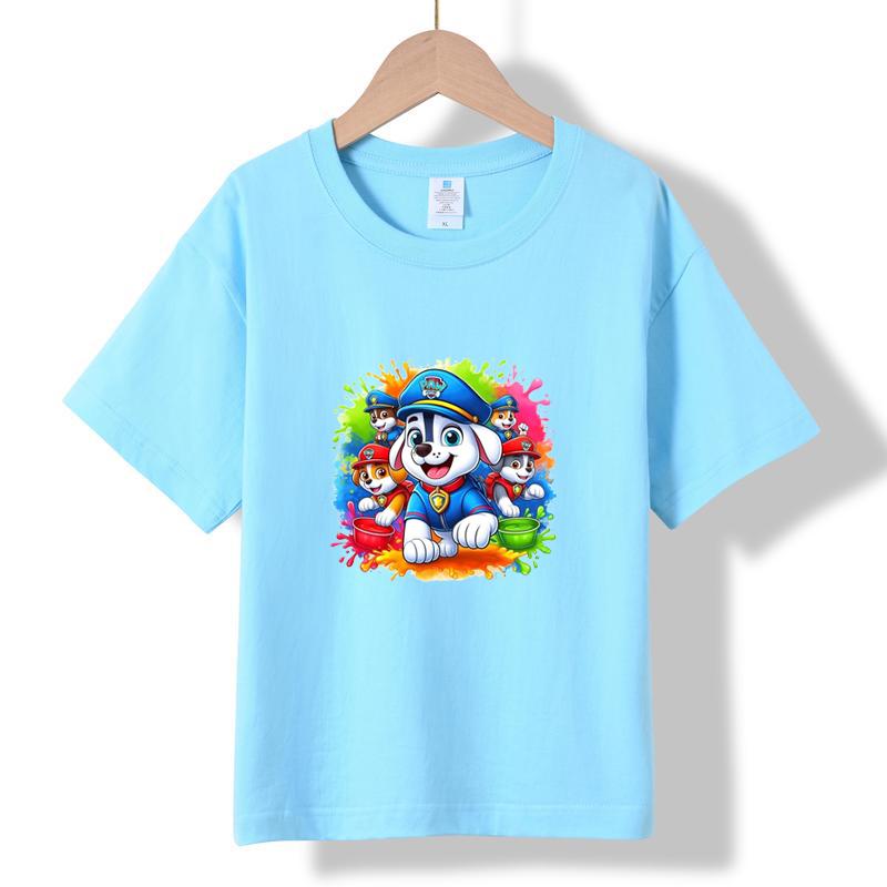 XH08 MINISO 2026 Summer New Printed Cotton Round Neck T-shirt for Children Aged 1-16, Boys and Girls