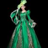 Vintage European Court Gown Women Embroidery Lace Flare Sleeve Victorian Dress with Hat for Party Cosplay