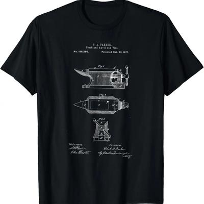 Antique Blacksmith Anvil Patent Print T-Shirt