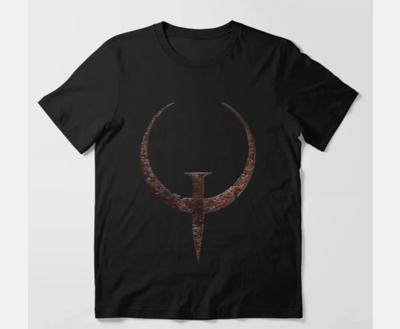 QUAKE 1 LOGO GAME T Shirt BLACK WHITE SIZES FROM S TO 5XL