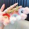 Rainbow Cloud Hairball Keychain Schoolbag Backpack Bag Charm Woven Plush Pendant Keychain Decoration Gifts for Friends