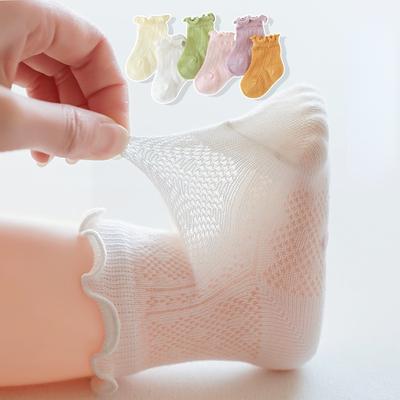 Frühling Sommer Mesh Atmungsaktive Baby Socken Socken Einfarbig Baumwolle Neugeborenen Gefesselt Socke Kleinkind Baby Mädchen Dünne Sheer Socken