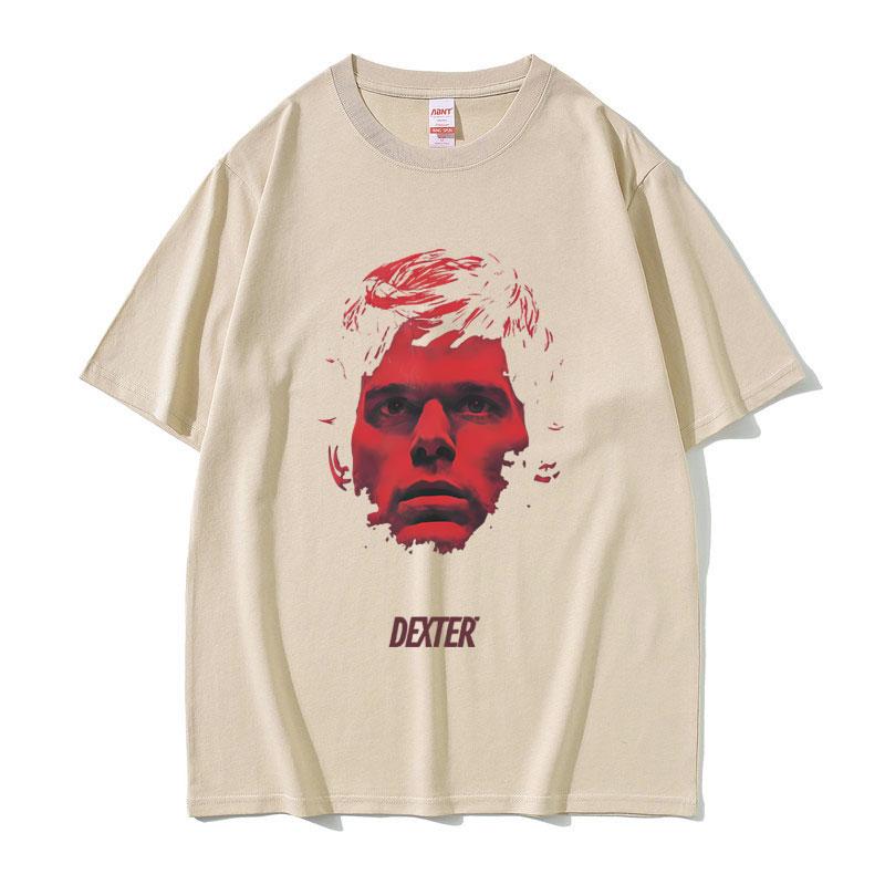 

Summer 90s Vintage TV Play Dexter Morgan Face Graphic Men Women Casual T Shirt Men s 100% Pure Cotton Printed T-shirt S