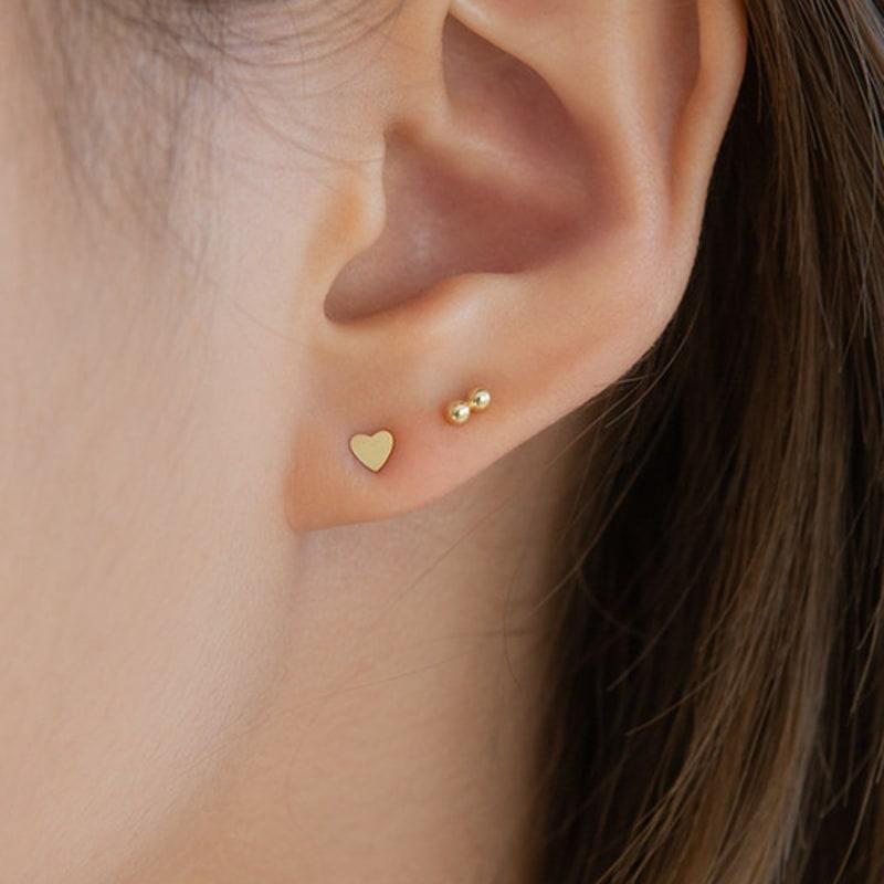 LUNNE 14k 2-reihige 3-reihige Mini-Kugel-Ohrringe (14 Karat Gold) #ES24