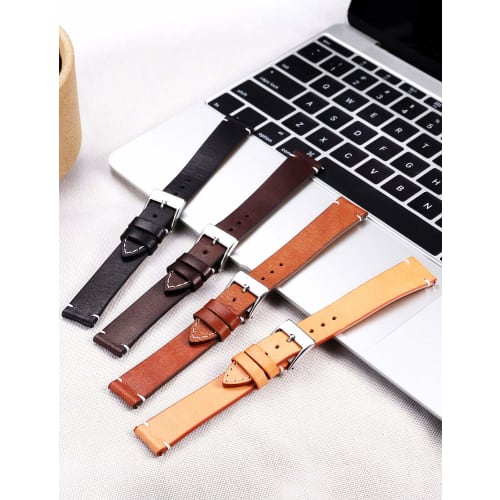 BINLUN Genuine Leather Watch Band, Quick Release, Replacement Strap for Men and Women, Unisex, 12mm, 14mm, 16mm, 18mm, 20mm, 22mm, 24mm, 4 Colors (Ora