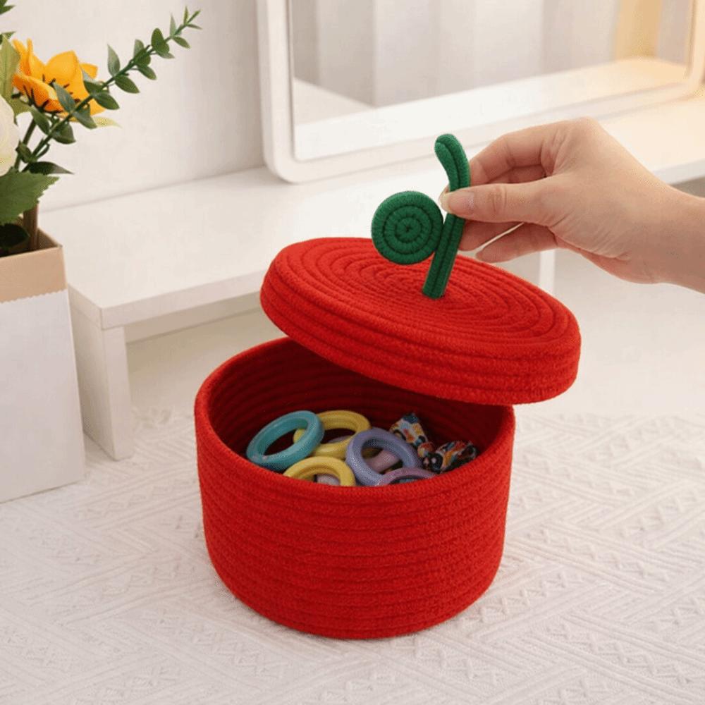 Large Capacity Cotton Rope Storage Basket Decorative Stationery Storage Box Bedroom