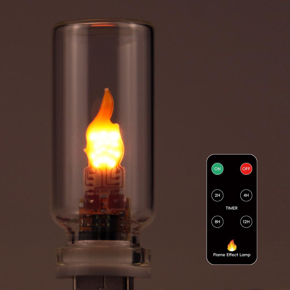 Remote Control Car USB LED Flame Type Night Light Frosted Clear Glass Flickering Candle Decorative Touch Control Mood Lighting