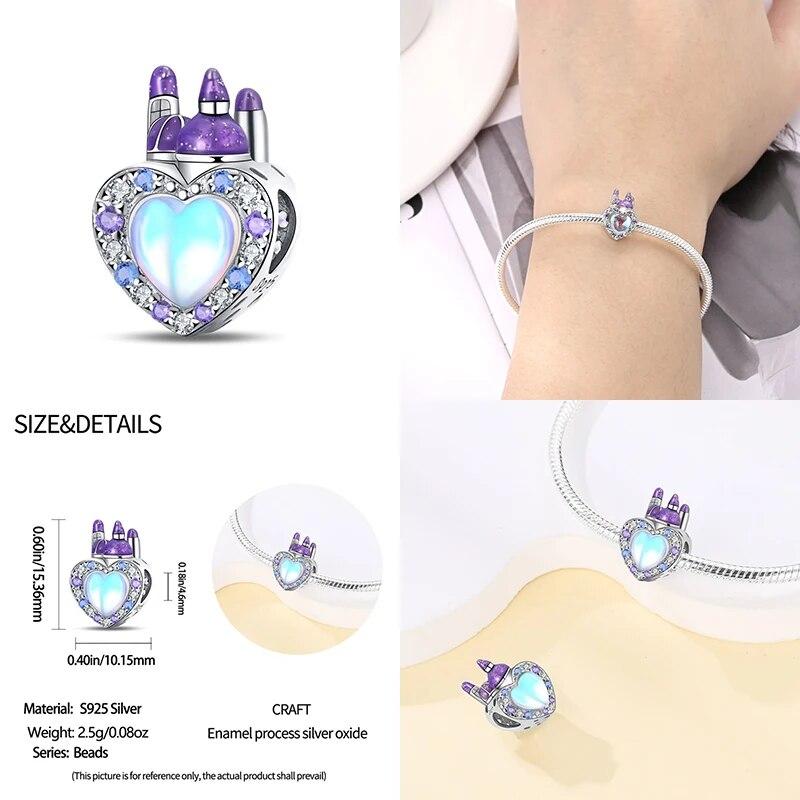 2024 Original New In Fairy Tale Town Series Round Heart Shaped Beads FitNew Bracelet 925 Silver Women Bead DIY Jewelry Gift