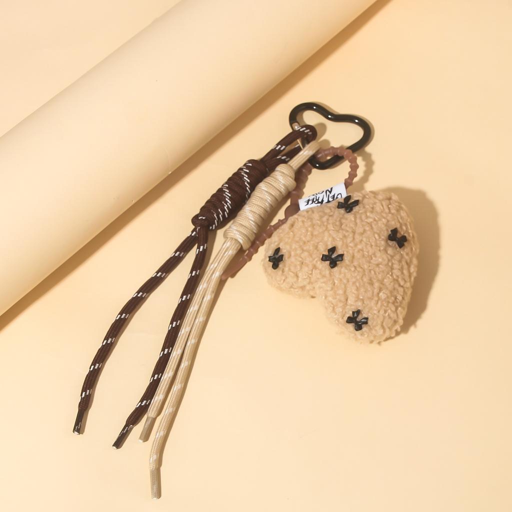 Fashion Cartoon Plush Love Keychain Cute Plush Bow Heart Shaped Pendant Keychain For Women Bag Accessories Trend Jewelry Gifts