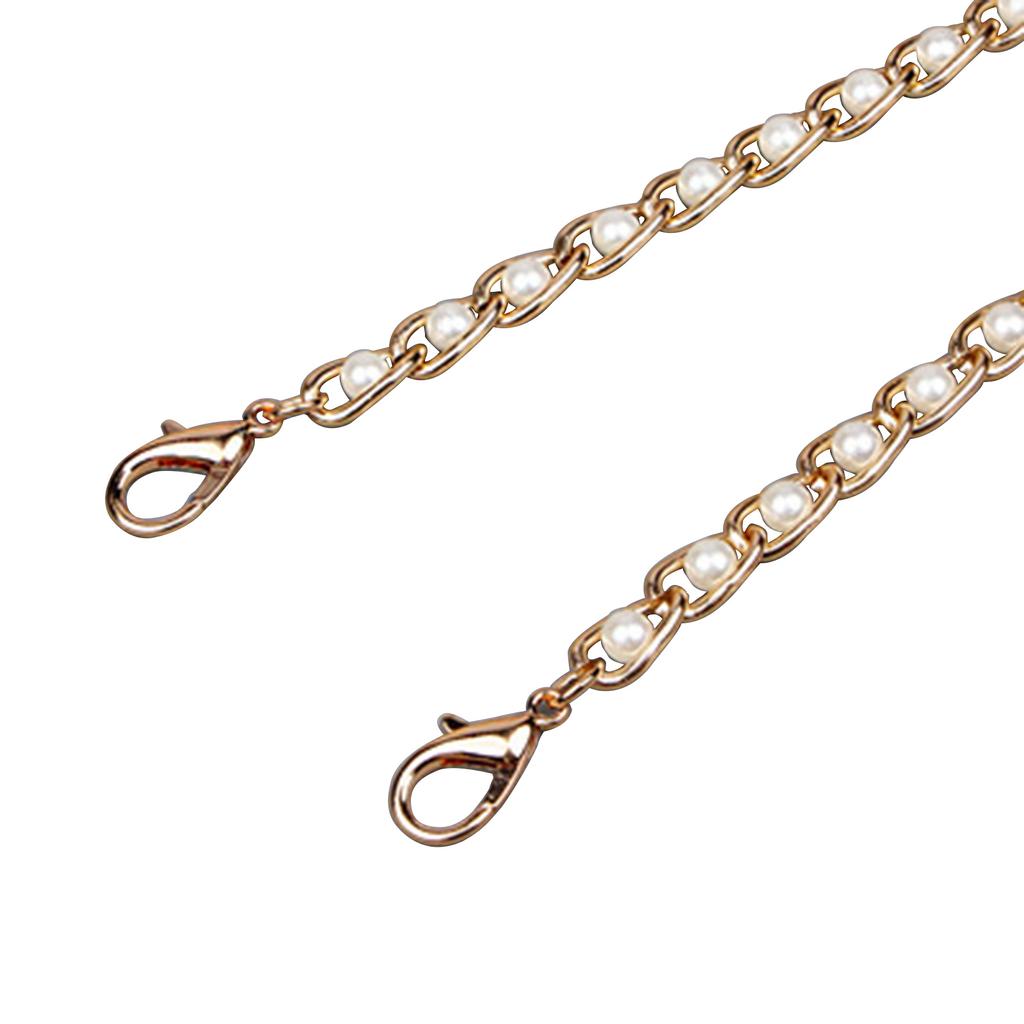 Women Shoulder Bag Chain Metal Artificial Pearl Bags Chain Strap Crossbody Belt Replacement Accessories for Handbags