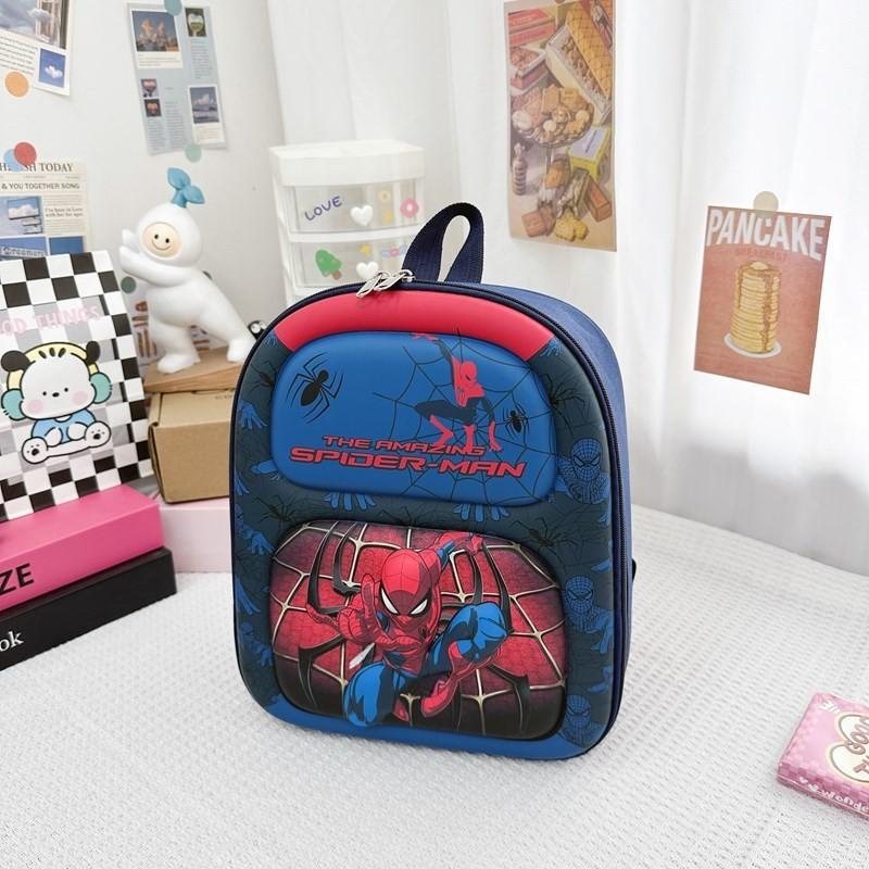 Adorable Nylon School Backpack For Kids With Cartoon Animal Characters Navy Spiderman