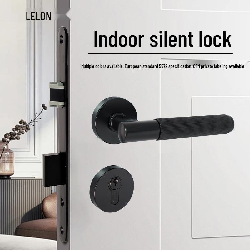 Minimalist Gold Knurled Zinc Alloy Interior Door Handle Lock