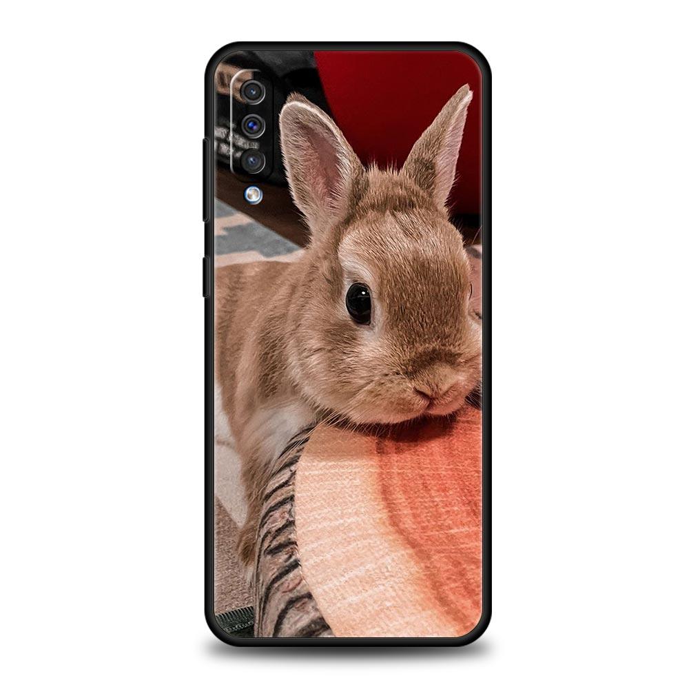 

Cute White Baby Rabbits Phone Case For Samsung A54 A52 A24 A14 A50 A70 A10 A40 A20S A20E A06 A12 A22 A34 A42 5G A04s A16 Cover Samsung A24 4G