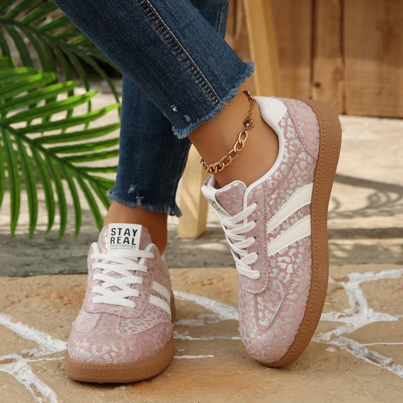Women's Spring Flat Lace-Up Training Casual Sports Shoes, Slimming Board Style, Available In Large Sizes.
