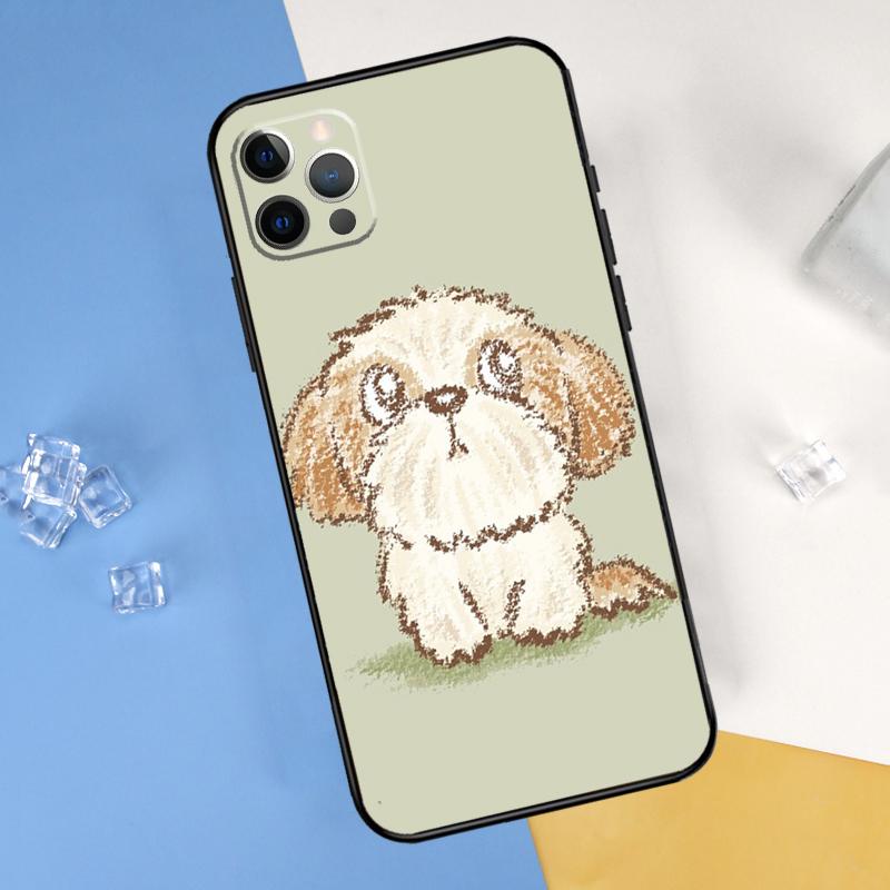 Cartoon Shih Tzu Dog Phone Case For iPhone 16 Pro Max 13 12 Mini 11 14 15 Pro Max XR 16 15 Plus 16e Cover Shell
