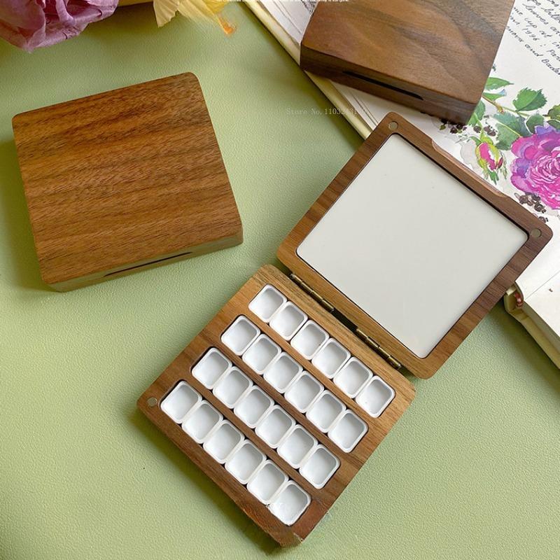 24 Color 0.5ml Wooden Watercolor Sub-package Empty Box Portable Student Outdoor Sketching Travel Painting Palette Paint Box