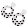 Black White Polka Dot Hollowed Out Large Circle Earrings for Women Fashion Exaggerated Acrylic Drop Earrings Jewelry Accessories