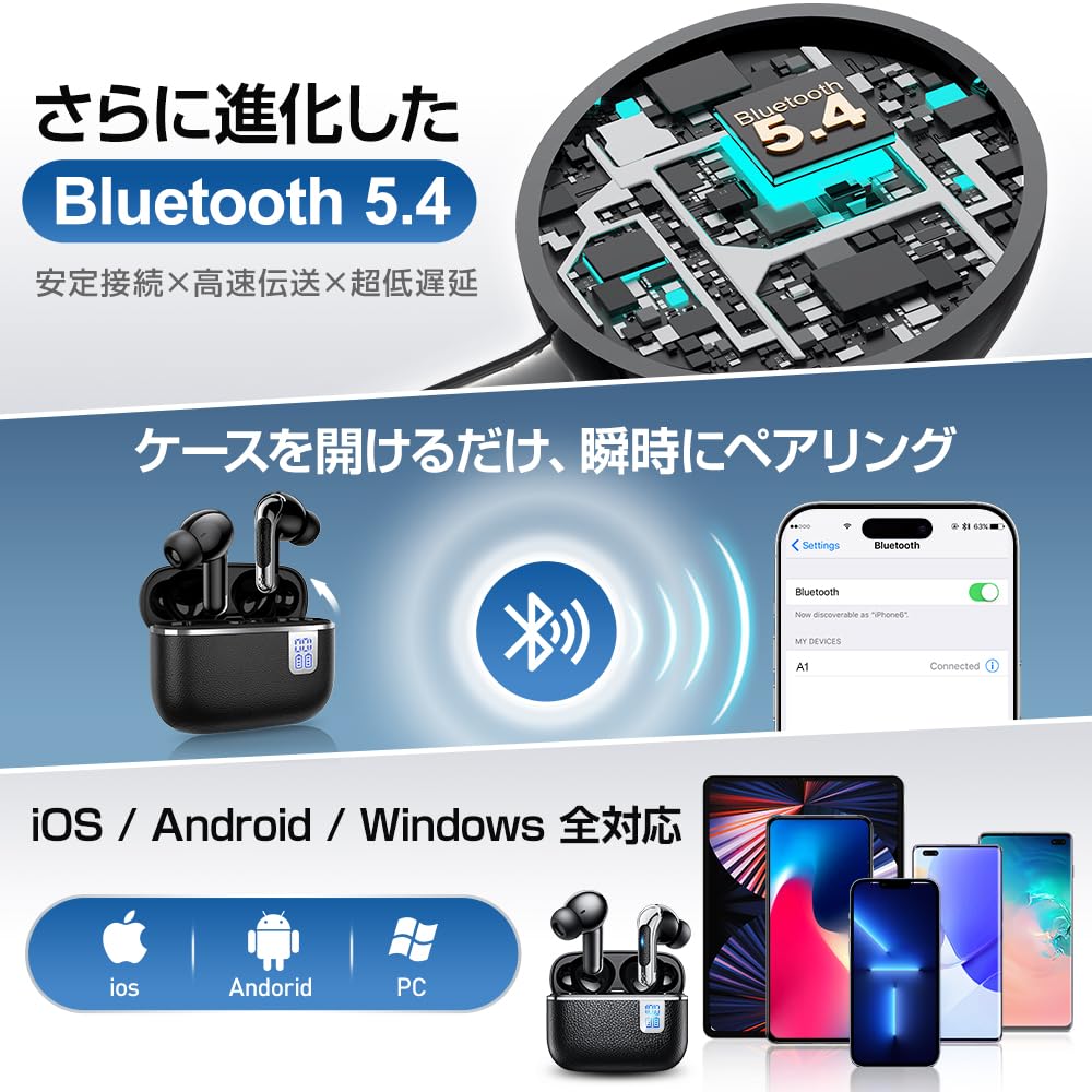 Wireless Earbuds for 2025 Immersive Sound Quality Bluetooth Noise 60H iPhone Deep Low Integrated Left and Right Headphones with Instant Fast