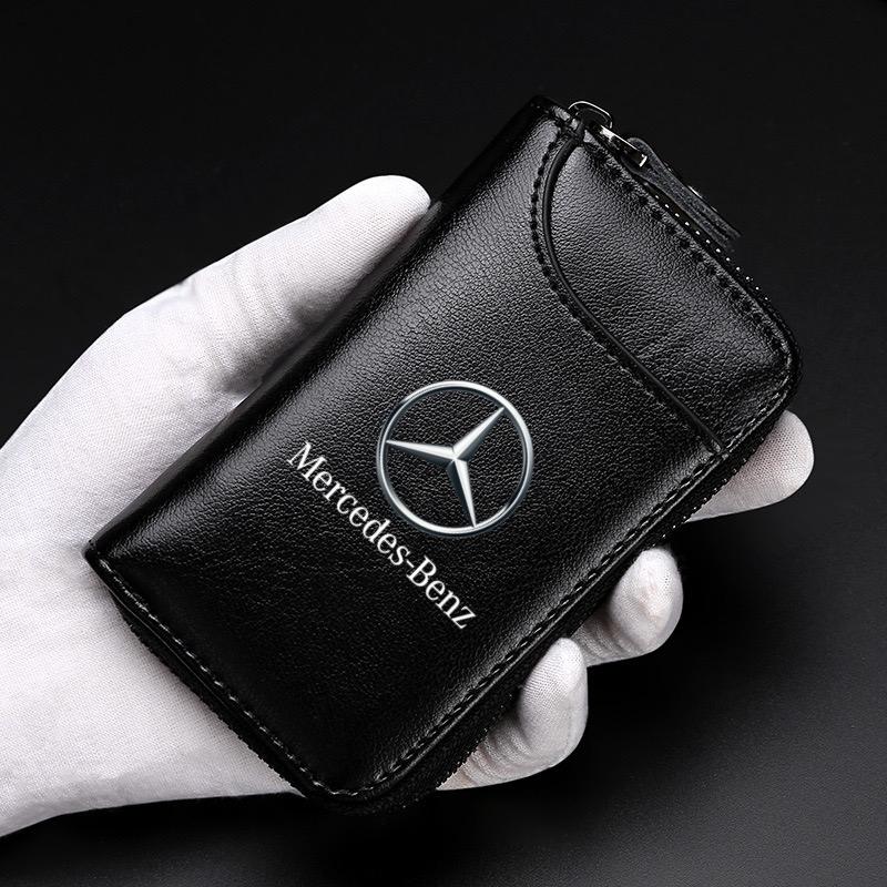 Genuine Leather KeyChain Multifunction Wallet Car Key Case Keys Pouch For Benz C180 C300 W124 W176 W177 C200 C260 GLC CLE CLA AM ZF8