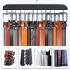 Resovo Belt Hanger for Closets, Holds up to 42 Belts, Belt Organizer with 14 Hooks, Durable Wood Belt Rack for Closet Organizer and Storage, Black, 1