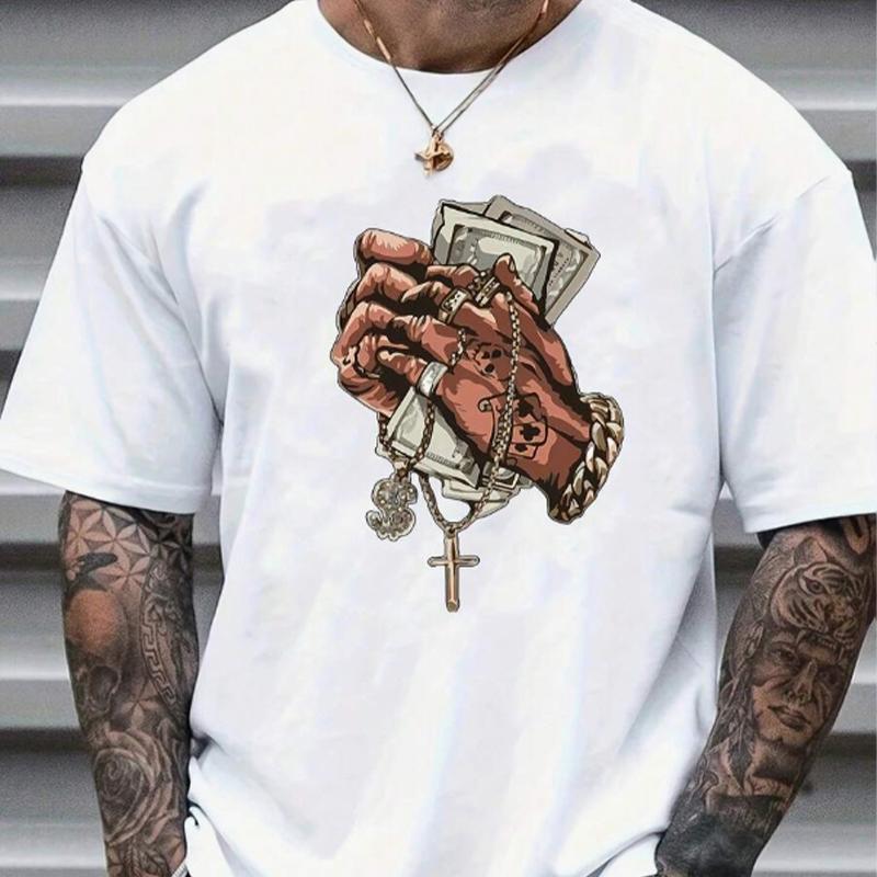 New Summer Men's Fashion T-shirt Rich People Printed Men's T-shirt Top