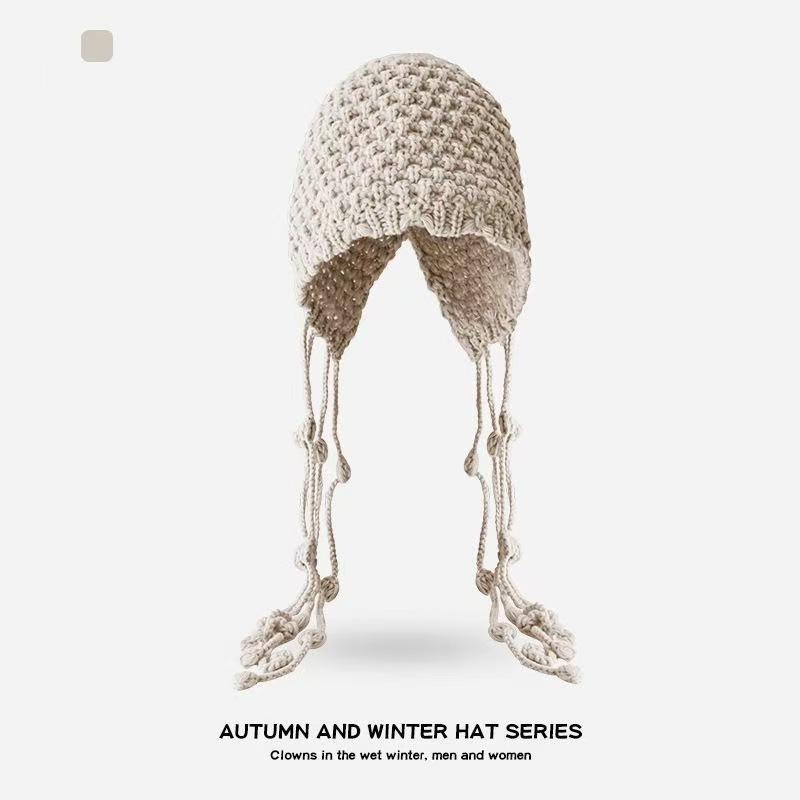 

Сладкая и милая маленькая красная вязаная шапочка детская осенне-зимняя красная праздничная с защитой ушей теплая модная шерстяная шапка баотоу бежевый