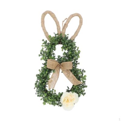 Bunny Shaped Easter Wreath Decor Novelty Porch Front Door Shape Garland for Window Office