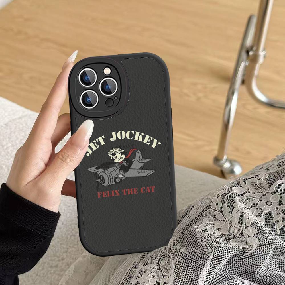 

Anime Cartoon F-felix The Cute Cat Phone Case Hard Leather For IPhone 16 15 14 13 12 Mini 11 14 Pro Max Xs X Xr 7 8 Plus Fundas iphone 13promax