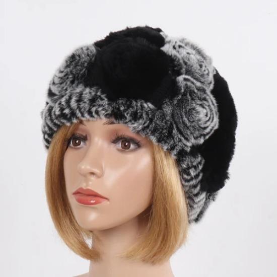 Нові Жіночі Зимові Хутряні Шапки Шарфи Набори Натуральні Теплі Справжні Шапки з Хутра Кролика Рекс Шарфи Леді В'язані Шапки з Натурального Хутра Шарф