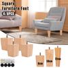 4/8 Pezzi Piedini Quadrati per Mobili 6/10/15cm Gambe per Divano in Legno Massello Ricambio Altezza Gambe per Mobili con Viti Piastra di Montaggio Cuscinetti
