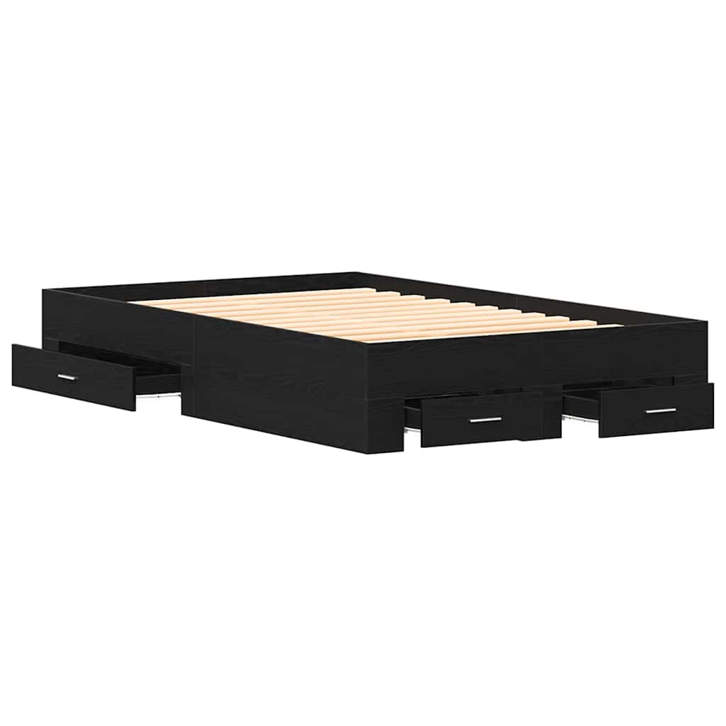 Bed Frame in Black Oak Look 120 x 190 cm Engineered Wood