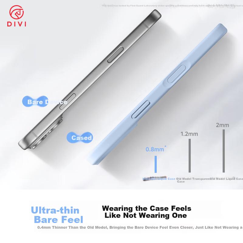DIVI Zero-Feel Liquid Silicone Case for iPhone 16, Full Coverage Shockproof and Scratch-Resistant Skin-Friendly Ultra-Thin Soft Cover, Blue