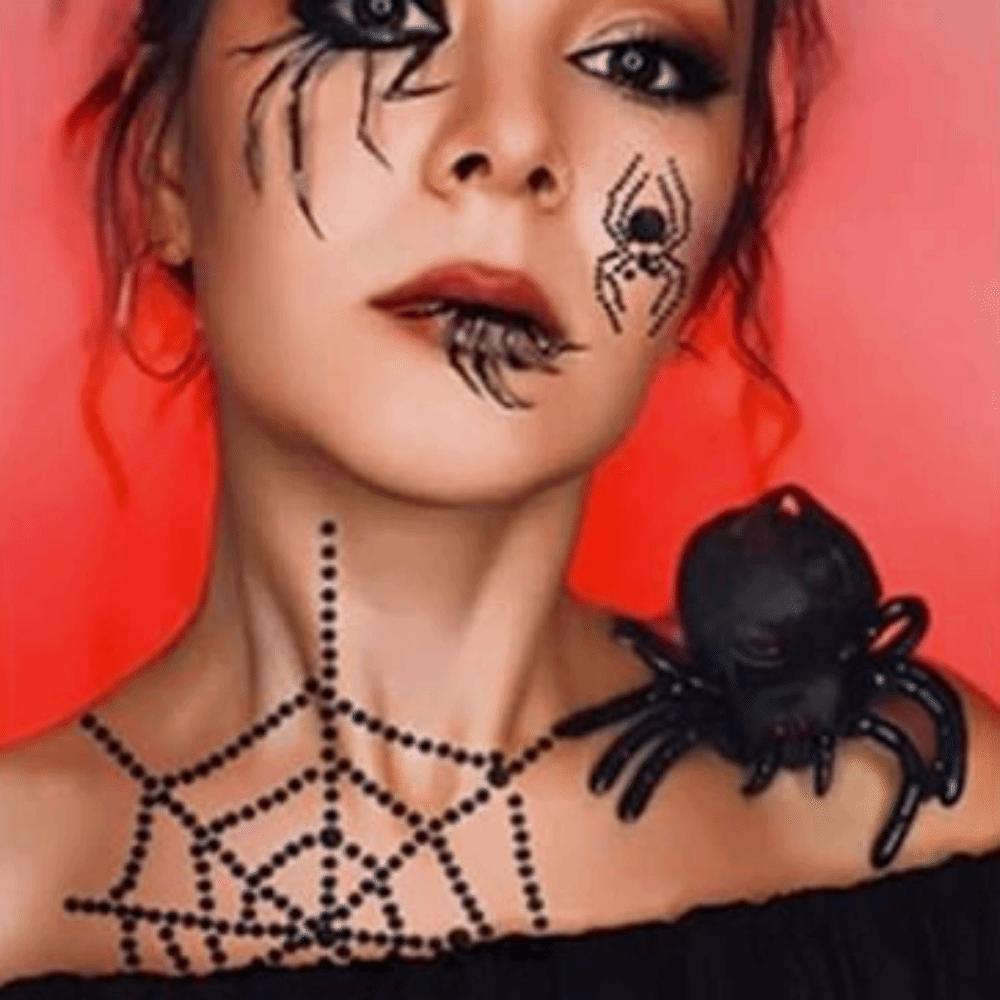 Waterproof Halloween Temporary Tattoos 3D Halloween Face Rhinestone Sticker  Festive