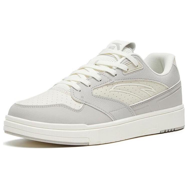 Anta Textile, Synthetic Leather Fashion Slip Resistant Abrasion Resistant Low top Skateboard Shoes Men's Gray White 912318016-6